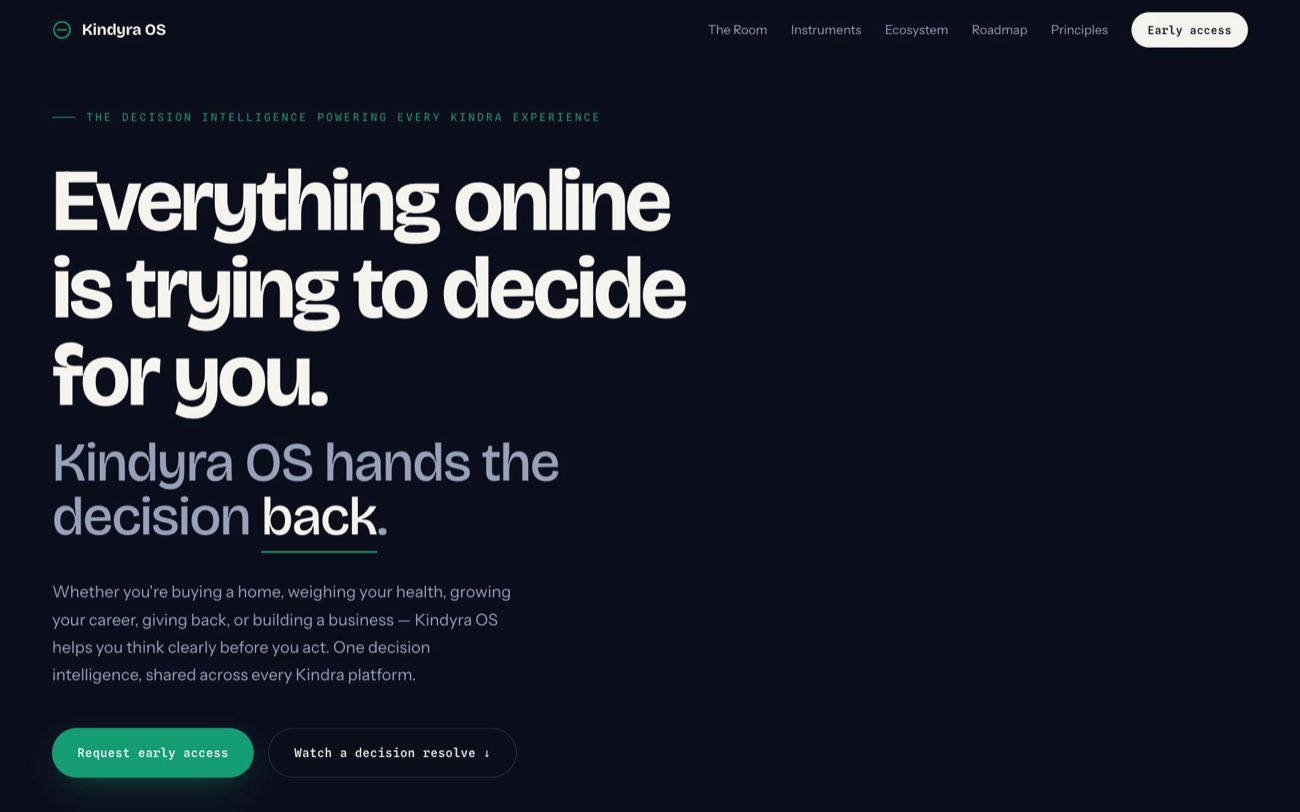 The Kindyra OS homepage