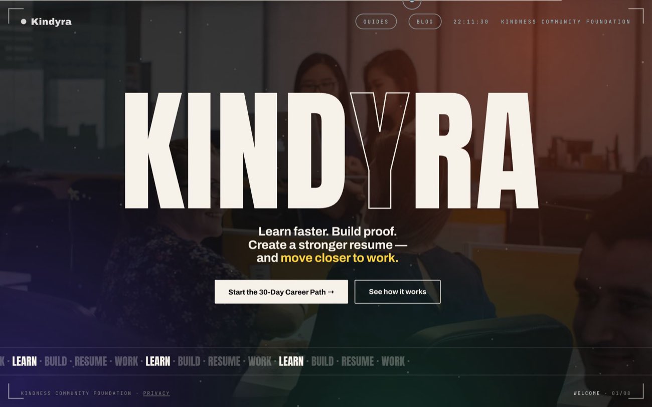 The Kindyra homepage