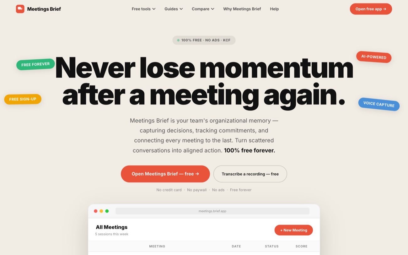 The Meetings Brief homepage