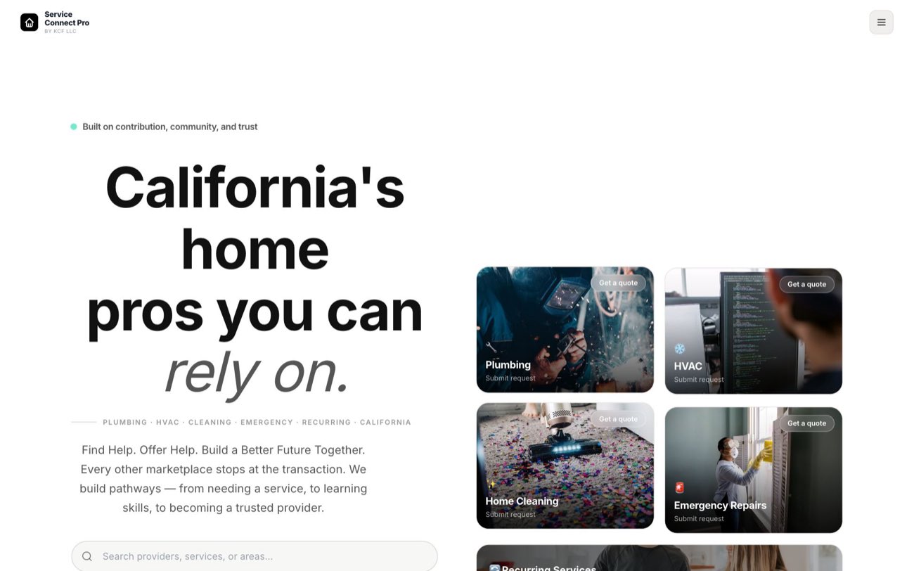 The ServiceConnect Pro homepage