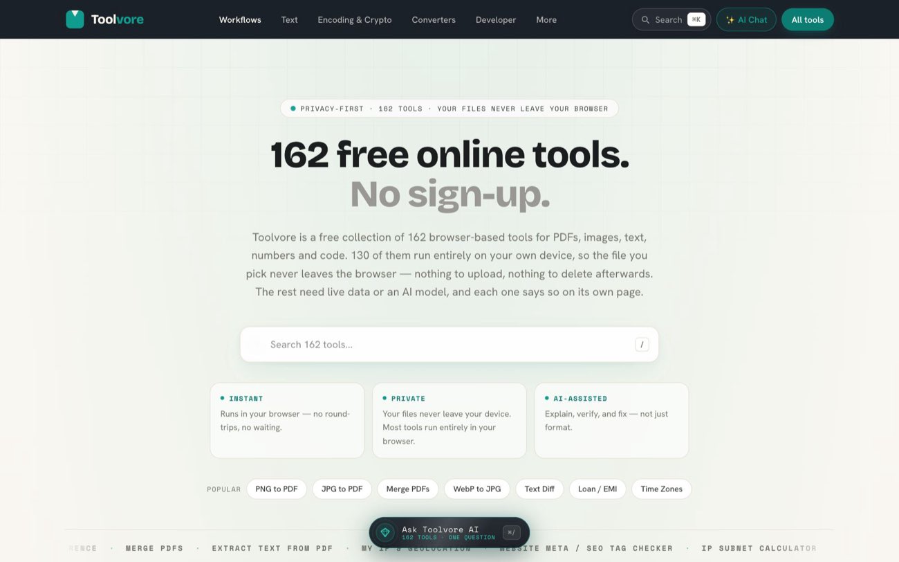 The Toolvore homepage